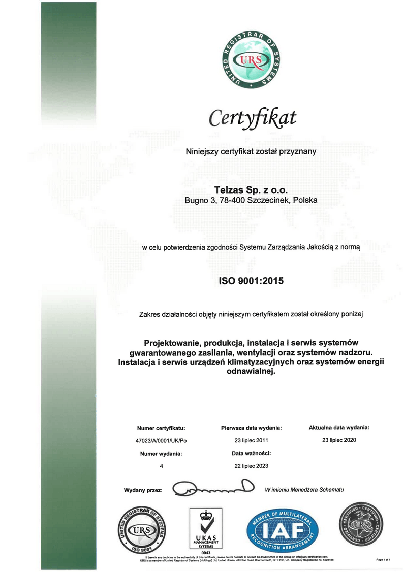 certyfikat ISO 9001